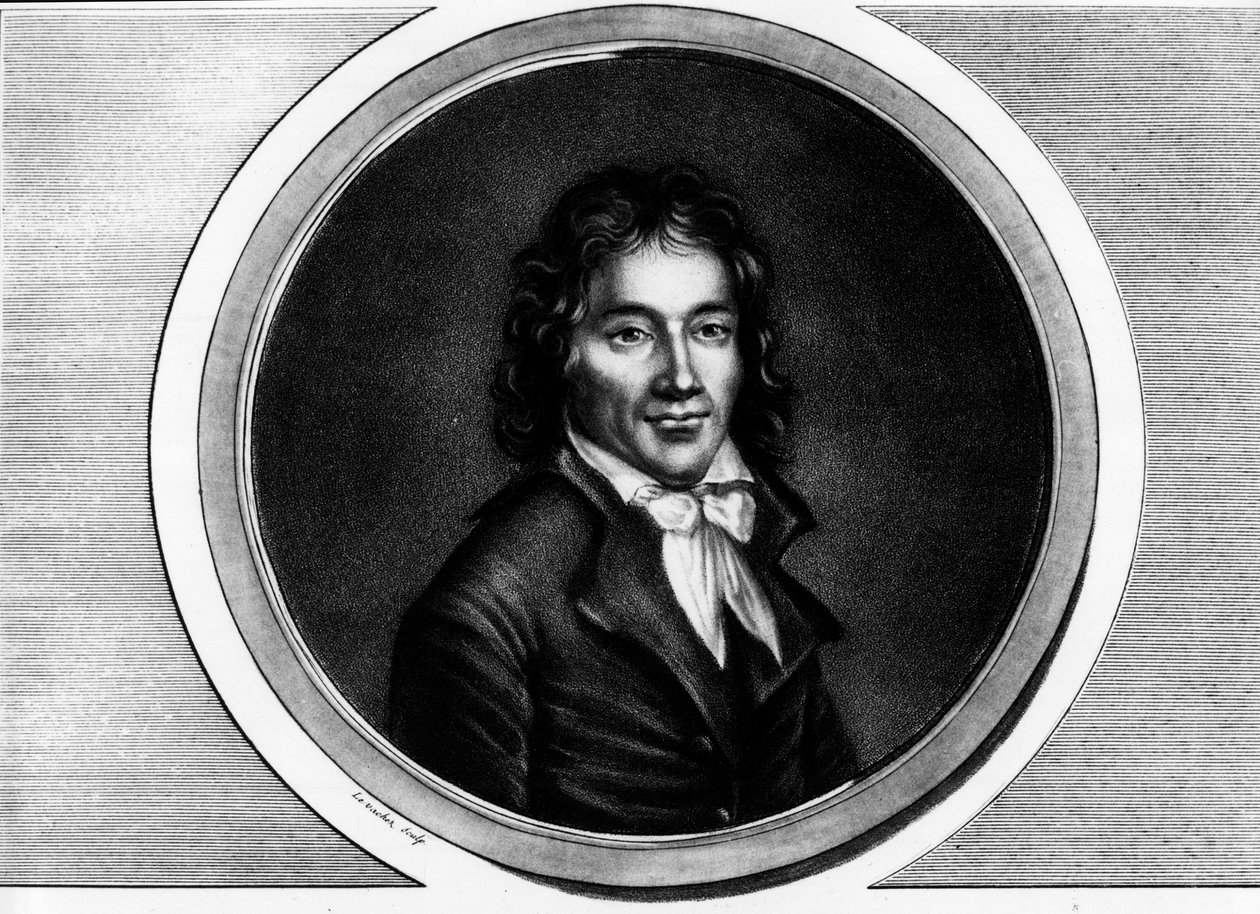 Pariisin sijaisen Camille Desmoulinsin (1760-1794) muotokuva. Kaiverrus "" Täydellinen kokoelma Ranskan vallankumouksen historiallisia maalauksia, kolme osaa.""" 1804. tekijältä Unknown artist