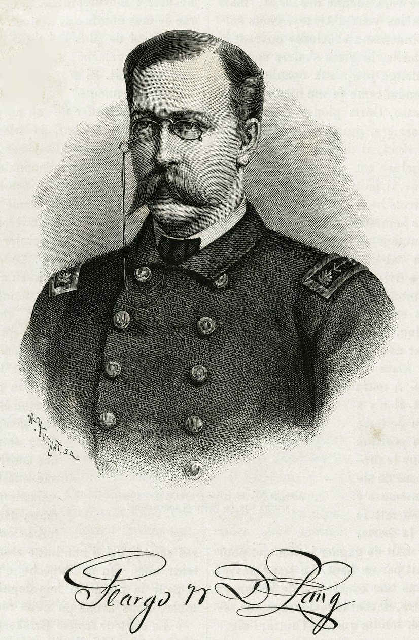 La Jeannetten miehistön kapteeni Georges Washington De Longin (1844-1881) muotokuva pohjoisnavalle. Kaiverrus kuvaamaan "Le voyage de la Jeannette" tekijältä Unknown artist
