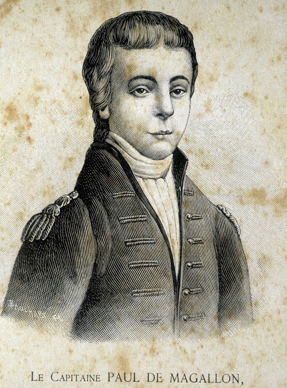 Muotokuva kapteeni Paul de Magallonista (1784 - 1859) - elokuvassa "" Les Contemporains"", n.d. 1800-luvun lopulla. tekijältä Unknown artist
