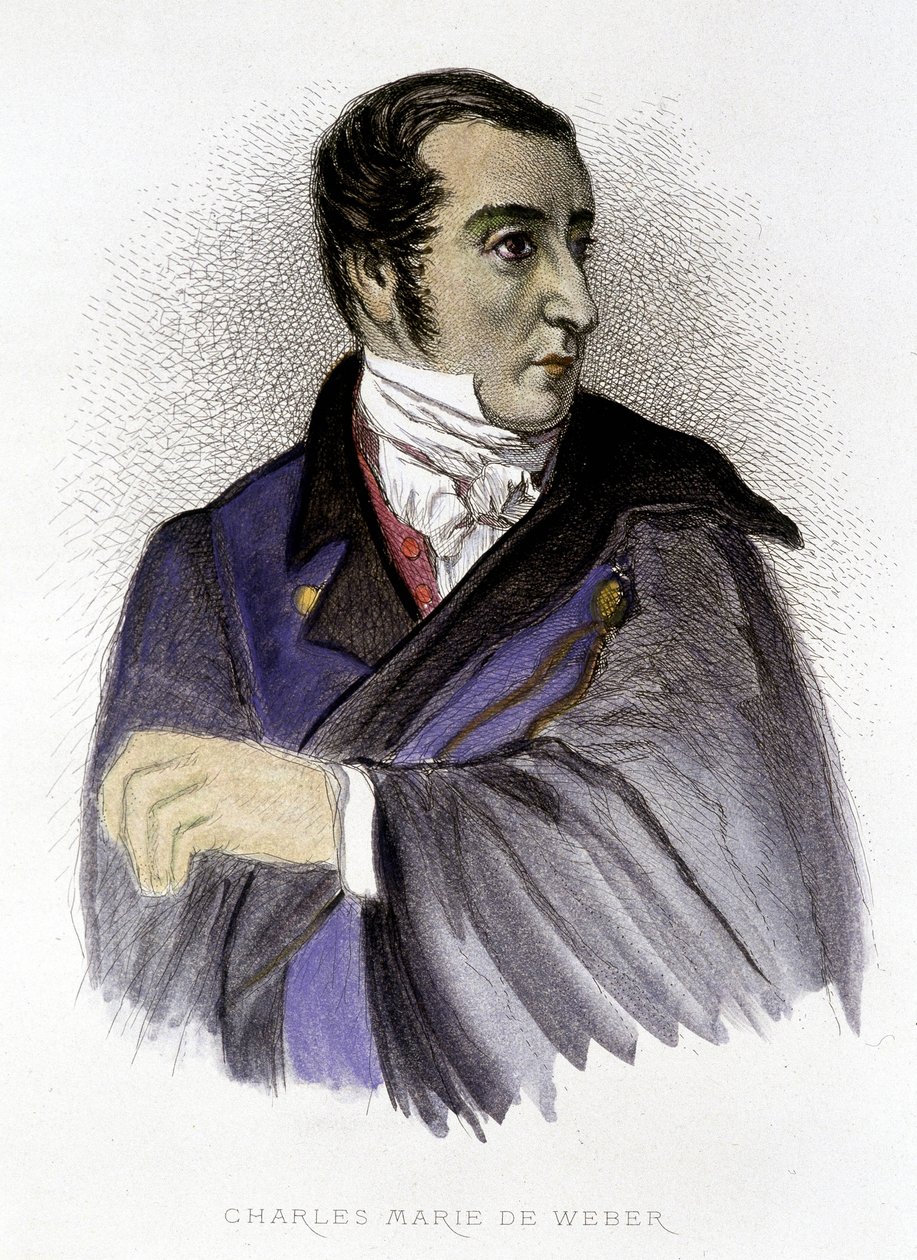 Carl Maria von Weberin, saksalaisen säveltäjän (1786-1826) muotokuva - kaiverrus tekijältä Unknown artist