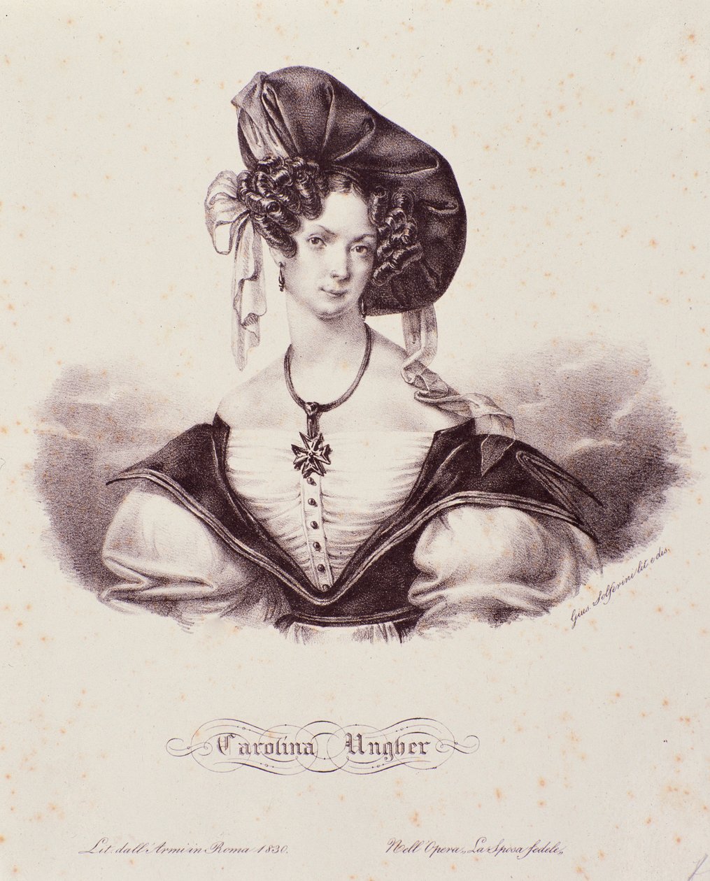 Caroline Ungherin (Unger) muotokuva (kaiverrus) tekijältä Unknown artist
