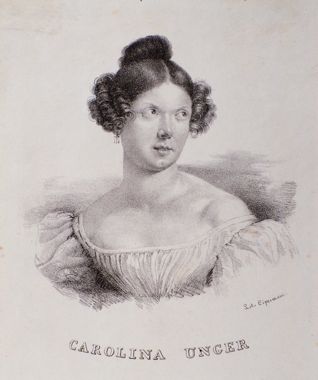 Caroline Ungherin (Unger) muotokuva (kaiverrus tekijältä Unknown artist