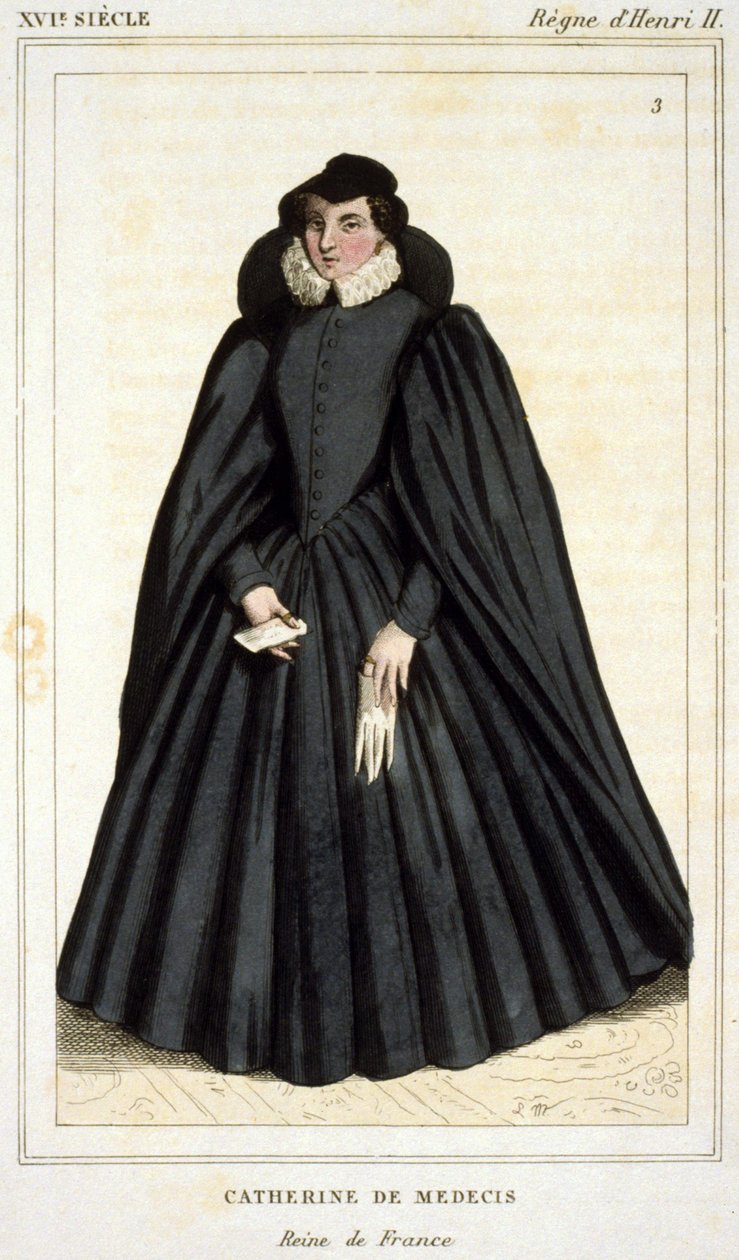 Catherine de Medicin (Caterina de Medici) (1519 - 1589) muotokuva, kaiverrus 1800-luvun alkupuolelta. tekijältä Unknown artist