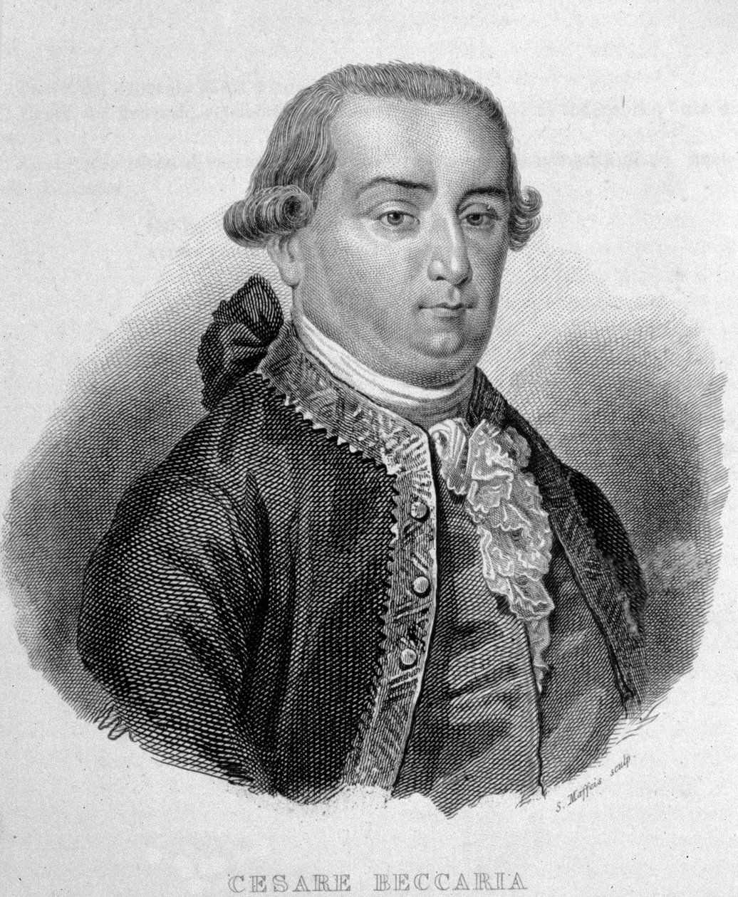 Cesare Bonesanan muotokuva, Marquis de Beccaria (1738 - 1794), italialainen juristi. tekijältä Unknown artist