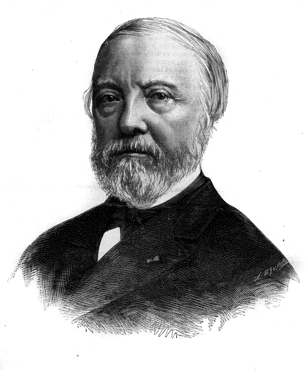 Charles Blancin (1813-1882), ranskalaisen taidekriitikon ja akateemikon muotokuva. Kaiverrus "" Le Monde Illustré" -julkaisussa nro 1294, 21. tammikuuta 1882. tekijältä Unknown artist