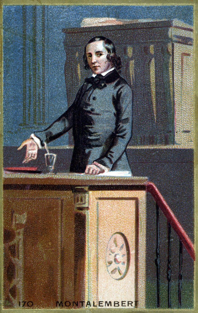 Muotokuva Charles Forbesista, Montalembertin kreivistä (1810 - 1870), ranskalaisesta toimittajasta ja poliitikosta. 1800-luvun lopun kromolitografia. tekijältä Unknown artist