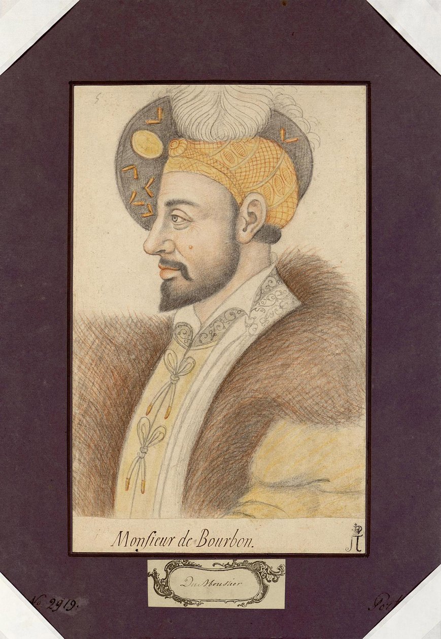 Kaarle III, Bourbonin herttua (1490-1527), Bourbonin konstaapeli, Anonyymi, muotokuva. Musta liitu ja sanguine paperille, koko: 30,6x19,2 tekijältä Unknown artist