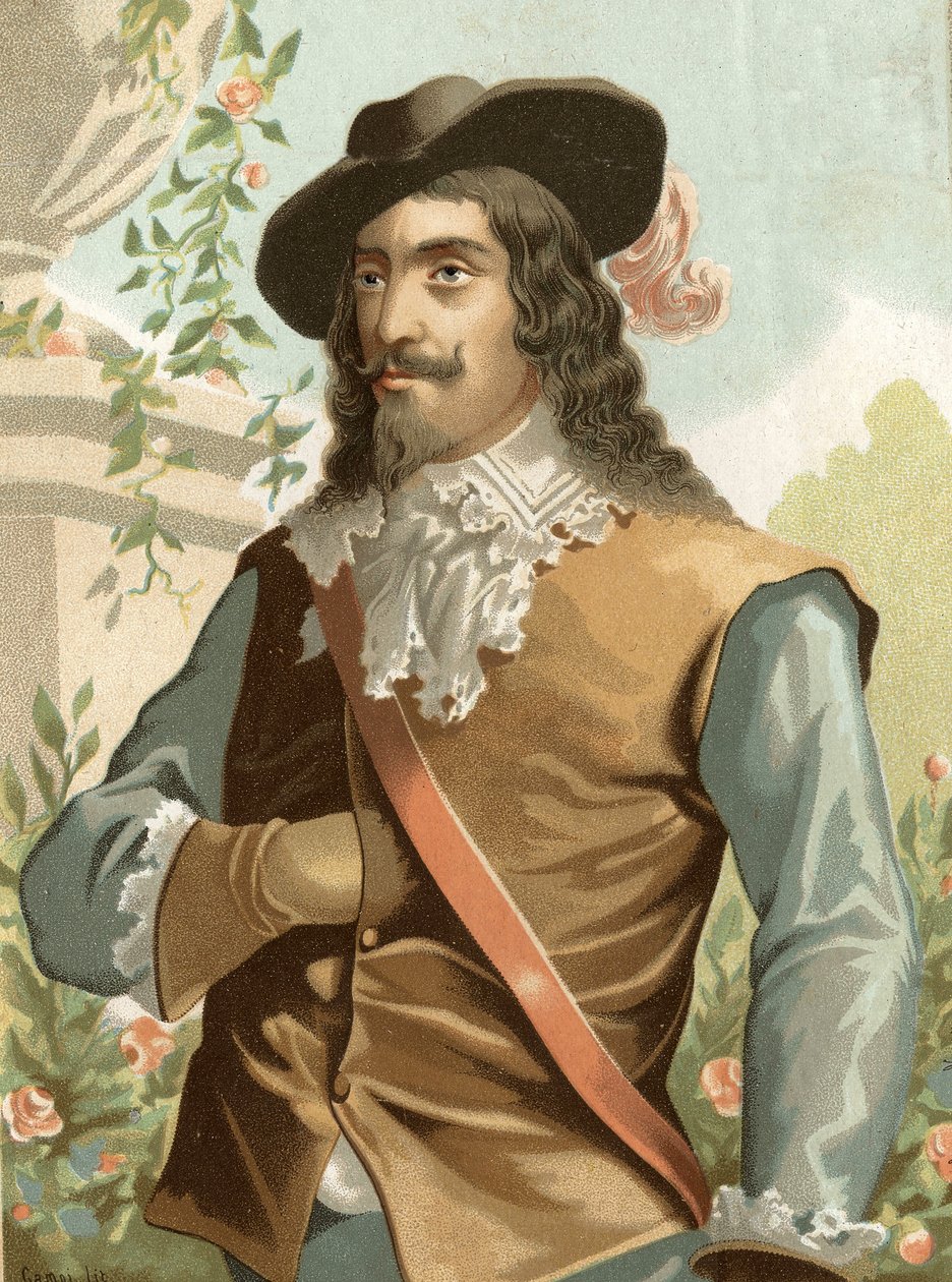 Muotokuva Charles I Stuartista (1600-1649), Englannin, Skotlannin ja Irlannin kuningas "" kuuluisien miesten ja naisten mukaan. Barcelona 1877. tekijältä Unknown artist