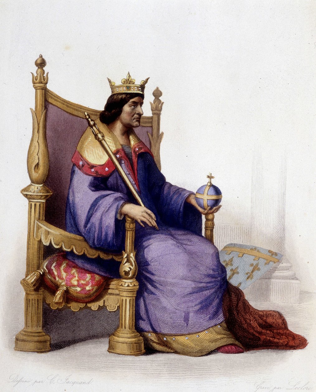 Kaarle I Anjoulaisen (1227-1285) muotokuva - teoksessa "" Le Plutarque francais"", toim. Mennechet tekijältä Unknown artist
