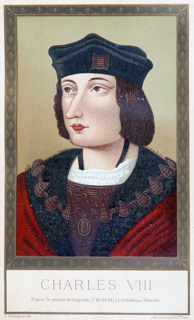 Kaarle VIII:n (1470 - 1498) muotokuva - Paul Lacroixin "" Louis XII ja Anne of Bretagne -kirjassa"; toim. Hurtrel, Pariisi tekijältä Unknown artist