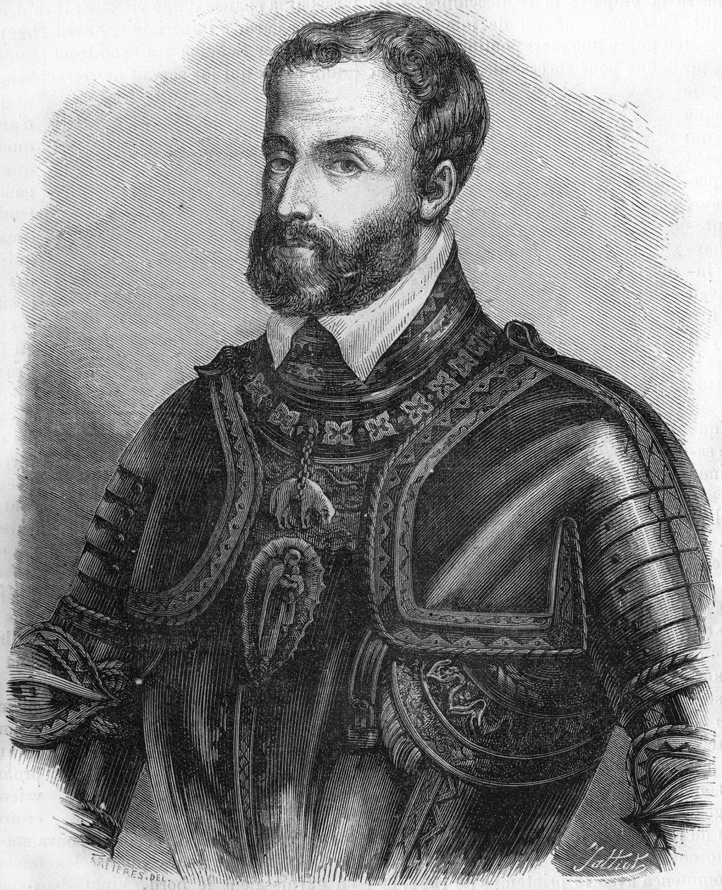 Kaarle V:n (1500-1558), Pyhän germaanisen valtakunnan keisarin, 1519-1556, muotokuva. Kaiverrus 1800-luvulta. tekijältä Unknown artist