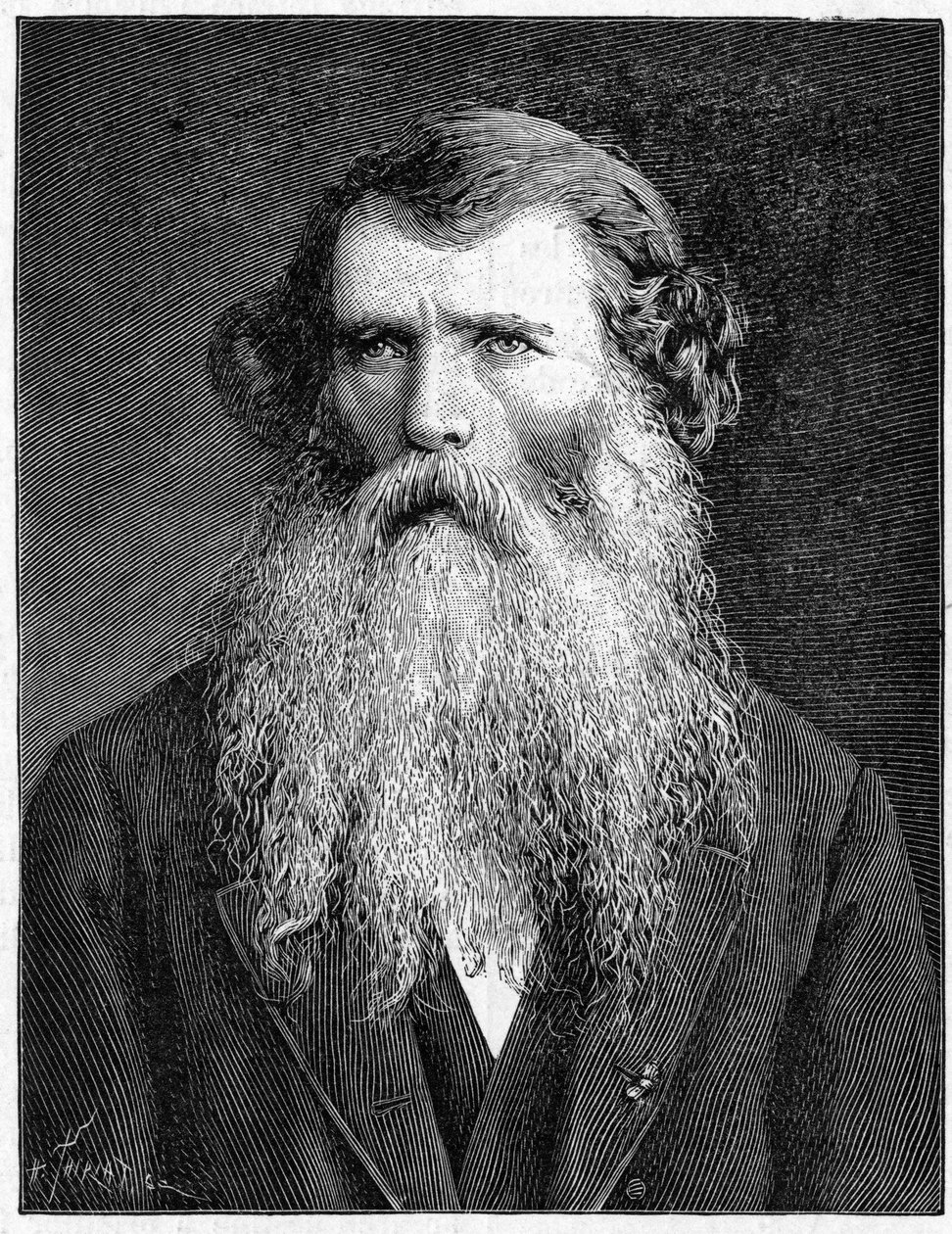 Ranskalaisen kasvitieteilijän Charles Victor Naudinin muotokuva. (1815-1899). Kaiverrus vuodelta 1898 "" La Naturessa. Katsaus tieteisiin ja niiden sovelluksiin taiteeseen ja teollisuuteen.” tekijältä Unknown artist