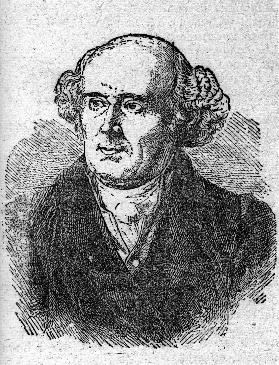 Homeopatian perustajan Christian Hahnemannin (1755 - 1843) muotokuva. Kaiverrus 1800-luvulta. tekijältä Unknown artist