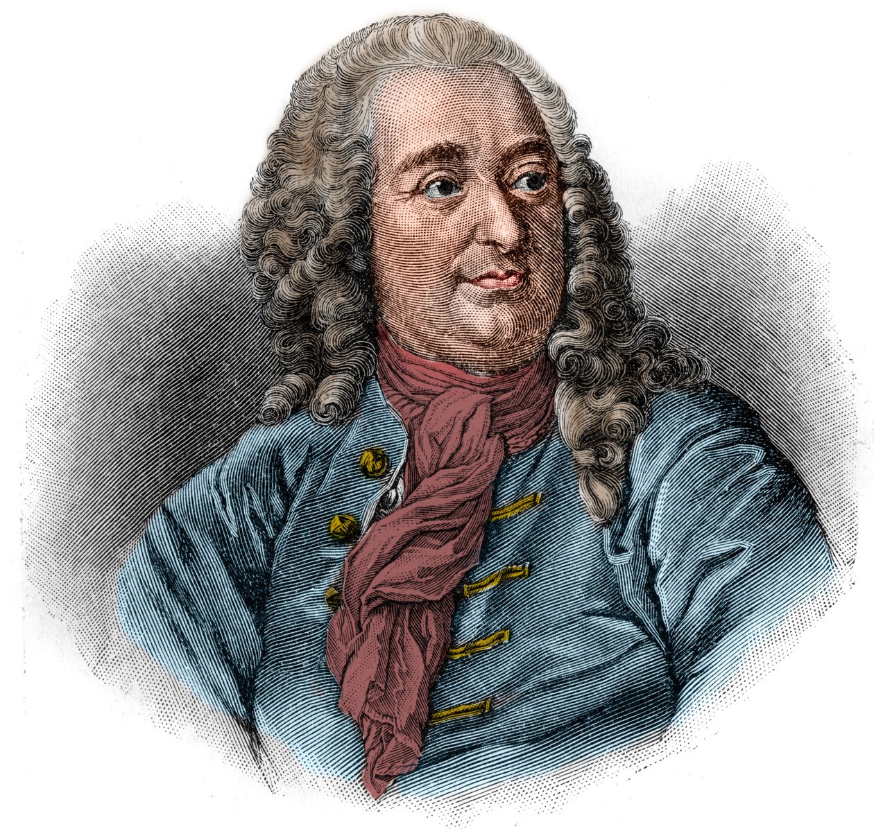 Christian von Wolffin tai Christian von Wolfin muotokuva Saksalainen juristi, matemaatikko ja filosofi (1679-1754). Kaiverrus. tekijältä Unknown artist