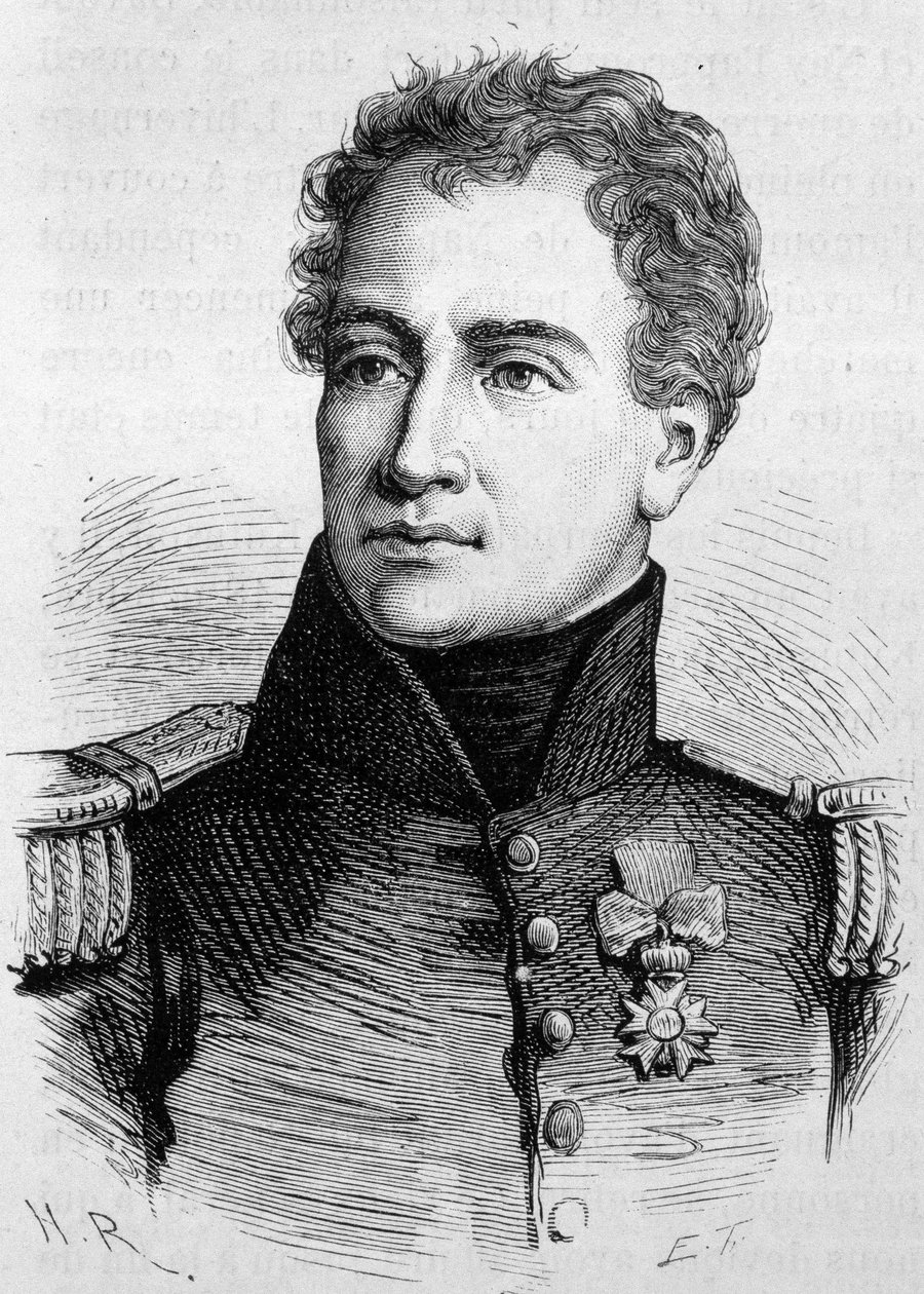 Claude Francois de Maletin (1754 - 1812) muotokuva. (Claude-Francois Malet) Kaiverrus 1800-luvun lopusta H. Martinin teokseen "Histoire de France". tekijältä Unknown artist