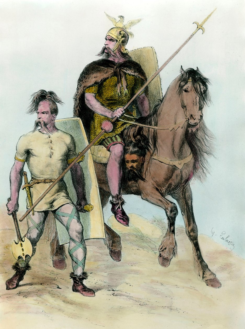 Muotokuva Clovis I:stä hevosesta (465 - 511) frangien kuninkaan. tekijältä Unknown artist