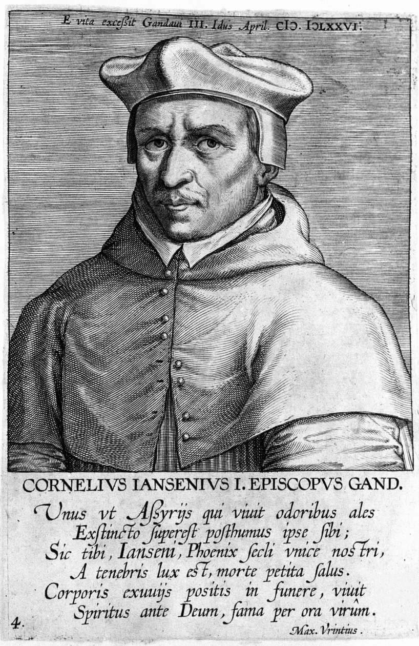 Jansenismin perustajan Cornelius Jansenin muotokuva, dit Jansenius (1585-1638). Kaiverrus 1600-luvulta. tekijältä Unknown artist