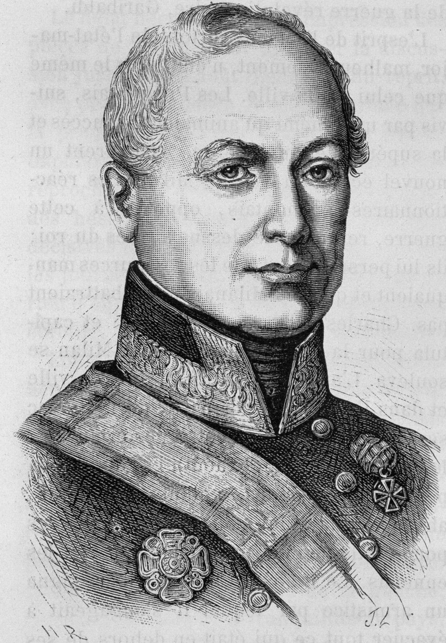 Kreivi Joseph Radetzkyn (1766 - 1858) muotokuva. Kaiverrus 1800-luvun lopusta H. Martinin teokseen "Histoire de France". tekijältä Unknown artist