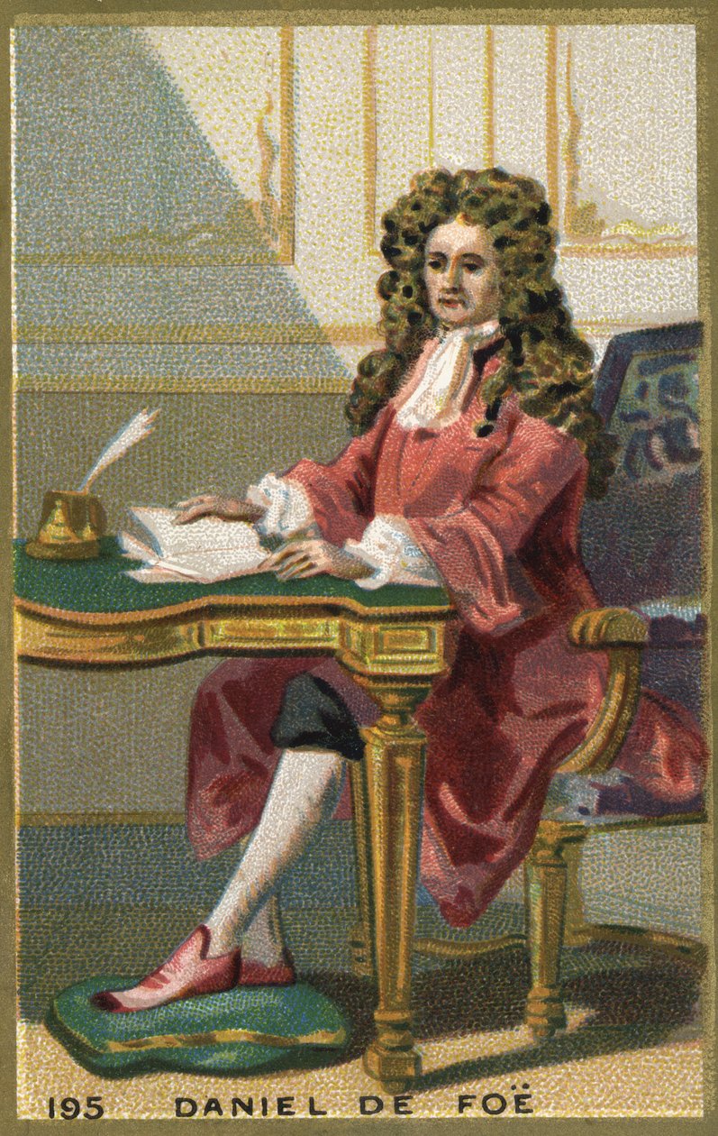 Muotokuva Daniel de Foesta tai Defoesta (1660 - 1731), englantilaisesta runoilijakirjailijasta ja toimittajasta. 1800-luvun kromolitografia. tekijältä Unknown artist