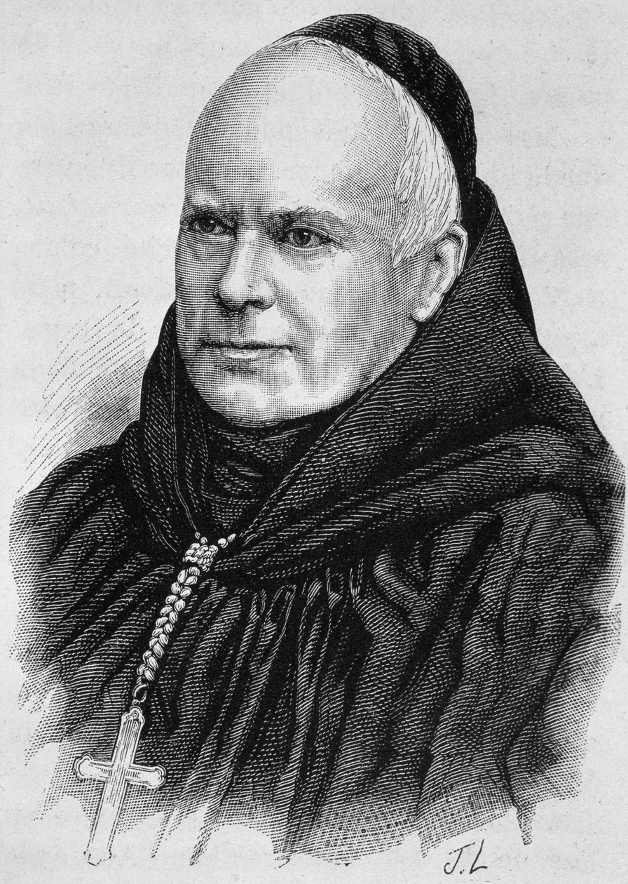 Dom Guérangerin muotokuva (1805 - 1875). Kaiverrus 1800-luvun lopusta H. Martinin teokseen "Histoire de France". tekijältä Unknown artist