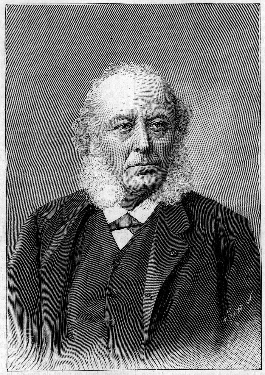 Tohtori Aristide Verneuilin (1823-1895) muotokuva, ranskalainen kirurgi, tiedeakatemian ja lääketieteellisen akatemian jäsen. Kaiverrus "" La Nature: revue des sciences et de leurs applications aux arts et a l