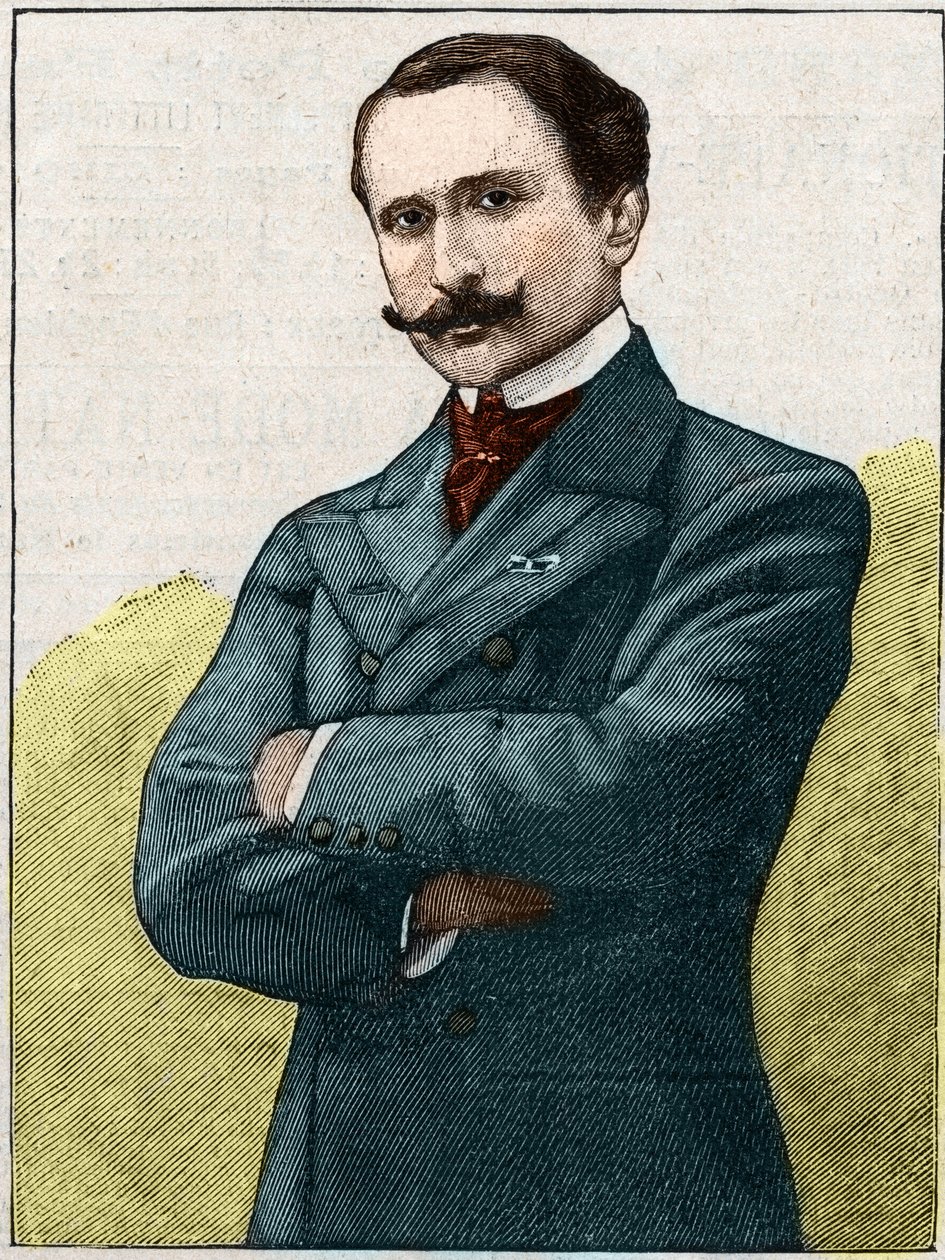 Muotokuva Edmond Rostandista (1868-1918), ranskalaisesta runoilijasta ja näytelmäkirjailijasta. tekijältä Unknown artist