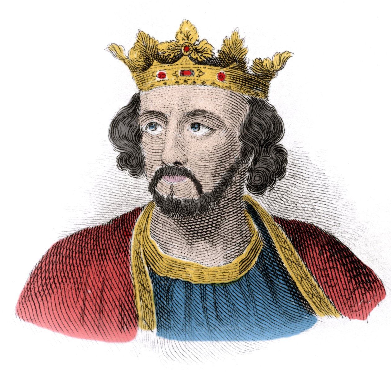 Edvard I:n (1239-1307), Englannin kuninkaan (Edward I) muotokuva. Kaiverrus 1800-luvulta. tekijältä Unknown artist