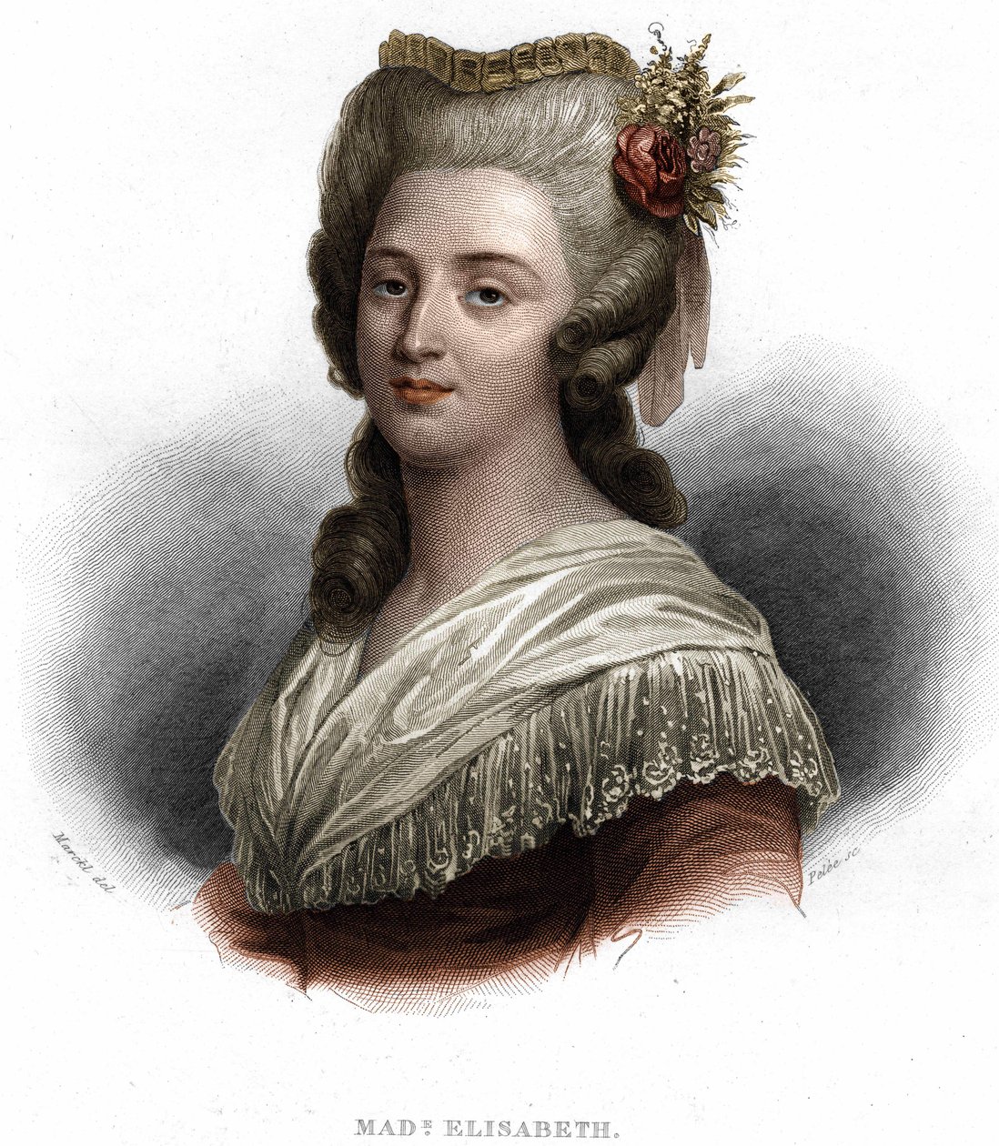 Muotokuva: Elisabeth Filippiiniläinen Marie Hélène Ranskasta, joka tunnetaan nimellä "Madame Elisabeth", kuningas Ludvig XVI:n (1764-1794) sisar tekijältä Unknown artist