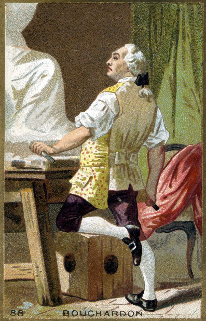 Muotokuva Emile Bouchardonista (1698 - 1762), ranskalaisesta kuvanveistäjästä ja sarjakuvapiirtäjästä. 1800-luvun kromolitografia. tekijältä Unknown artist