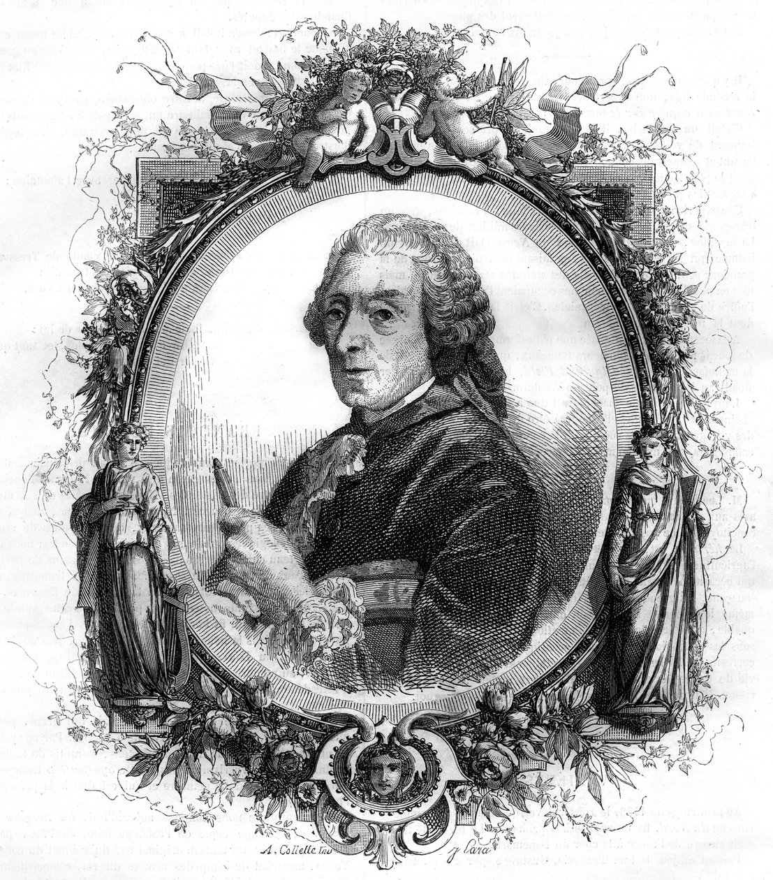 Englannin taidemaalari Francois Boucherin (1703-1770) muotokuva, kaiverrus 1858 tekijältä Unknown artist