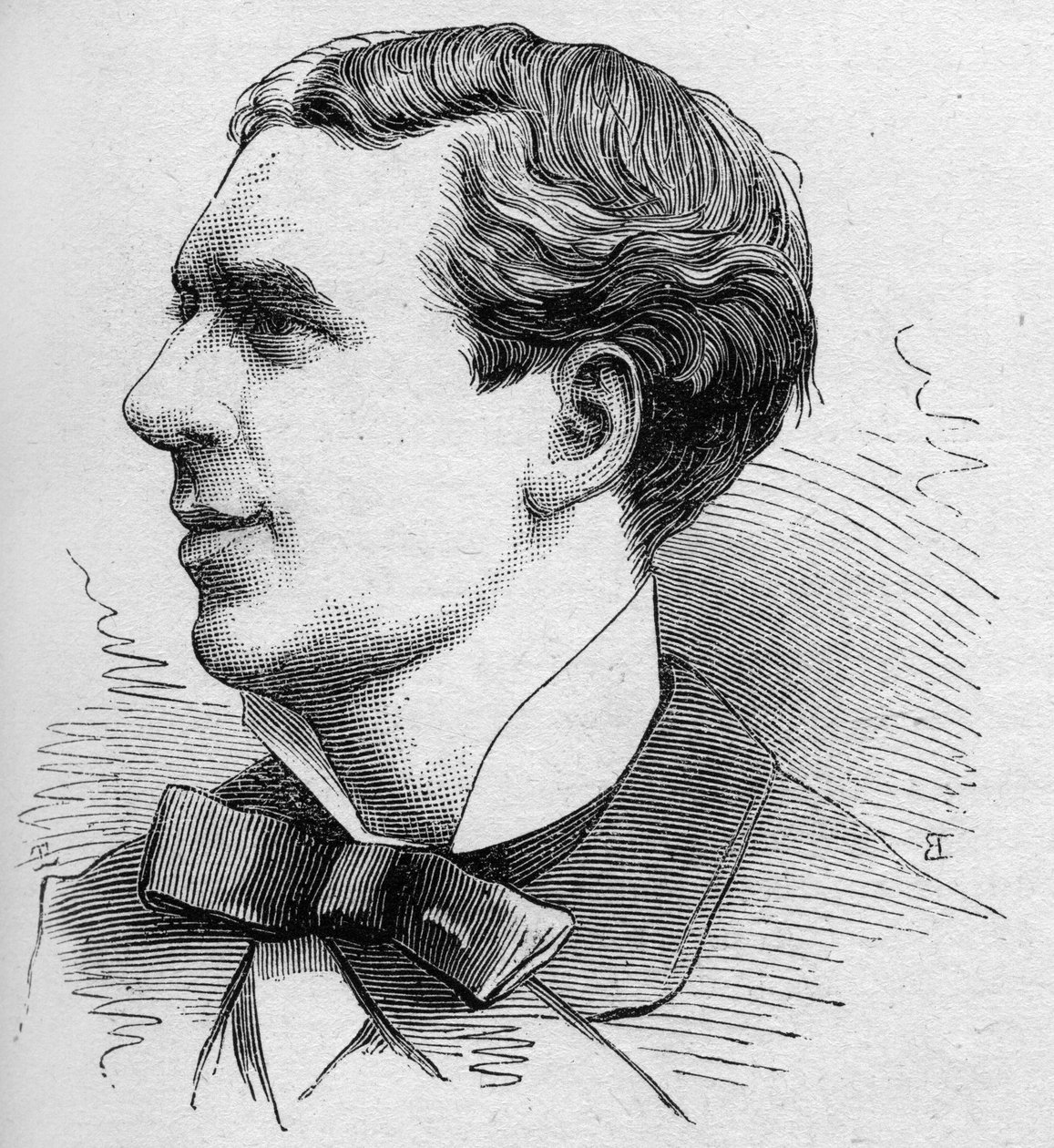 Ernest Coquelinin muotokuva Poppy le Cadetista (1848-1909), ranskalaisesta koomikosta, Comedie Francaisen jäsenestä. Kaiverrus "" Le Monde Illustré" -julkaisussa n¡1168, 16. elokuuta 1879. tekijältä Unknown artist