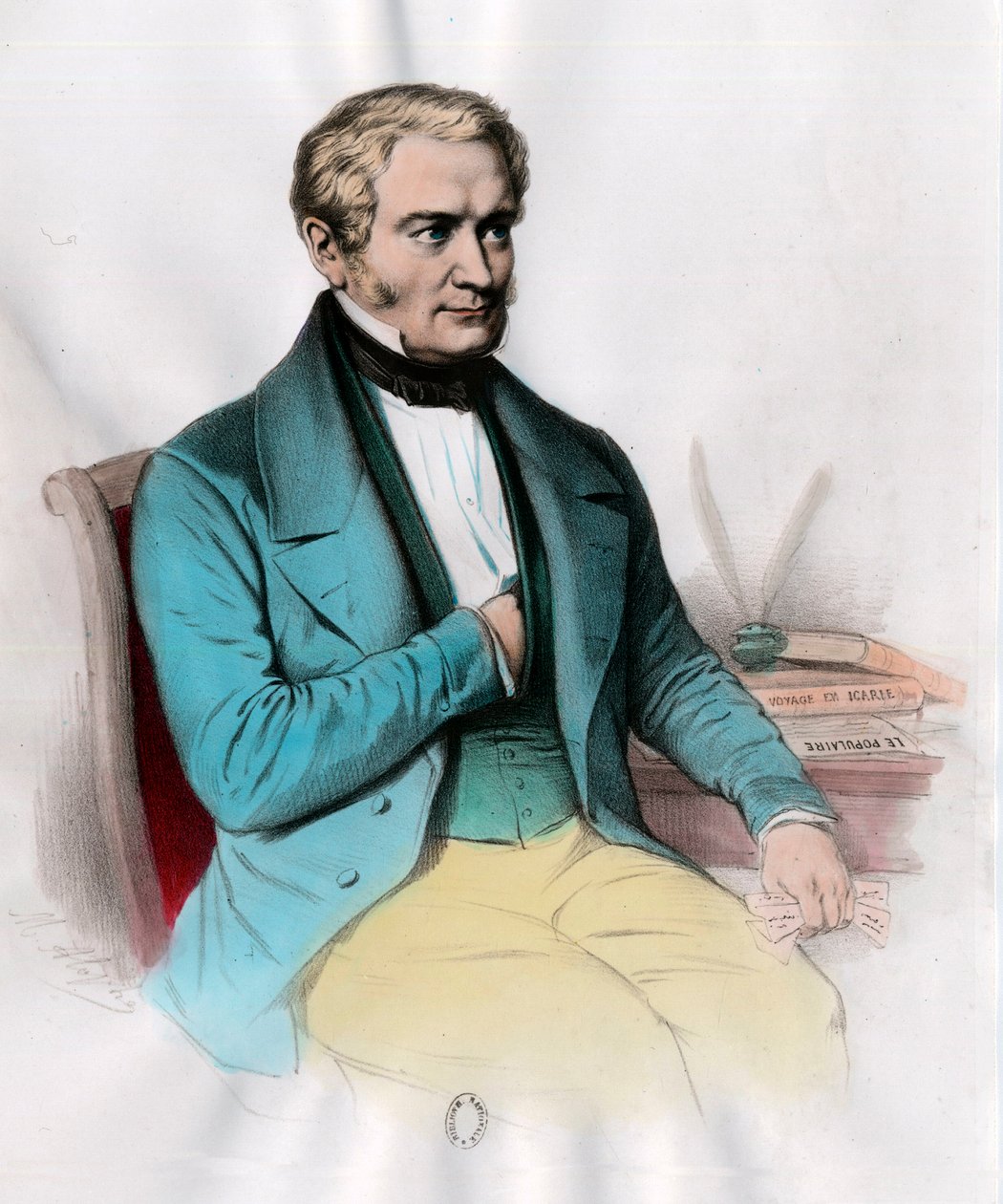 Muotokuva Etienne Cabetista (1788 - 1856), ranskalainen sosialisti teoreetikko. Kaiverrus 1800-luvulta. Yksityinen kokoelma. tekijältä Unknown artist