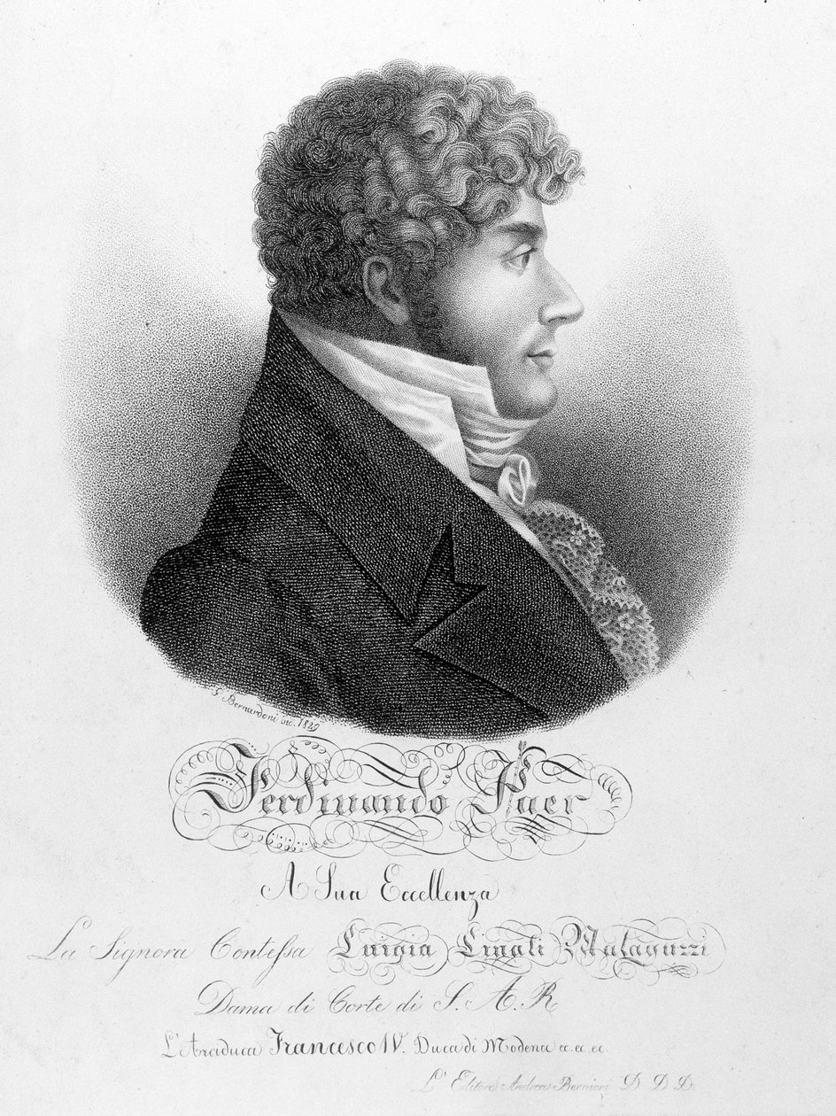 Muotokuva Ferdinando Paerista (1771 - 1839). Hän oli Napoleon I:n kappelimestari ja sitten Opera Comiquen johtaja. tekijältä Unknown artist