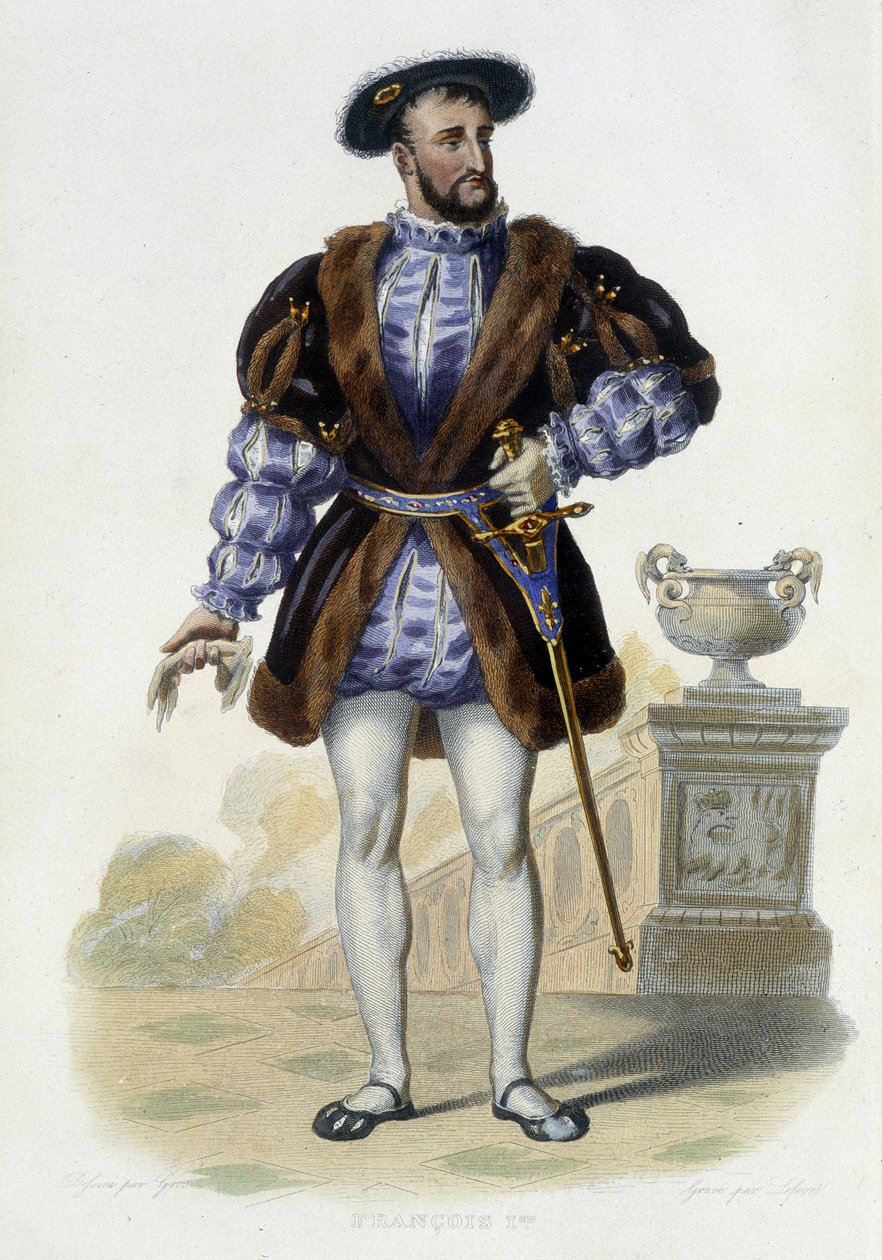 Muotokuva Francois 1eristä (1494-1547) - elokuvassa "" Ranskalainen Plutarch", toim. Mennechet tekijältä Unknown artist