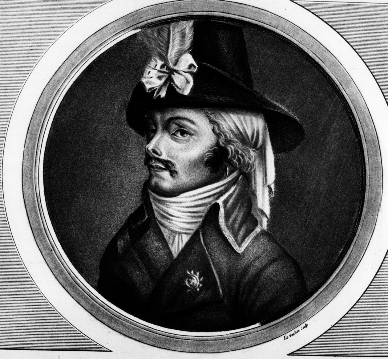 Muotokuva Francois Athanasesta (Francois-Athanase) De Charette de la Contrie (1763 - 1796), myyty. Kaiverrus "" Täydellinen kokoelma Ranskan vallankumouksen historiallisia maalauksia, kolme osaa.""" 1804. tekijältä Unknown artist