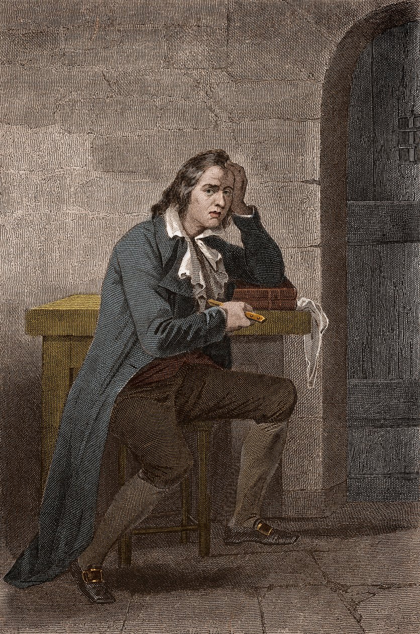 Ranskan vallankumouksellisen Francois Babeuf dit Gracchuksen (1760-1797) muotokuva, joka puukotti itseään - Anonyymi kaiverrus tekijältä Unknown artist