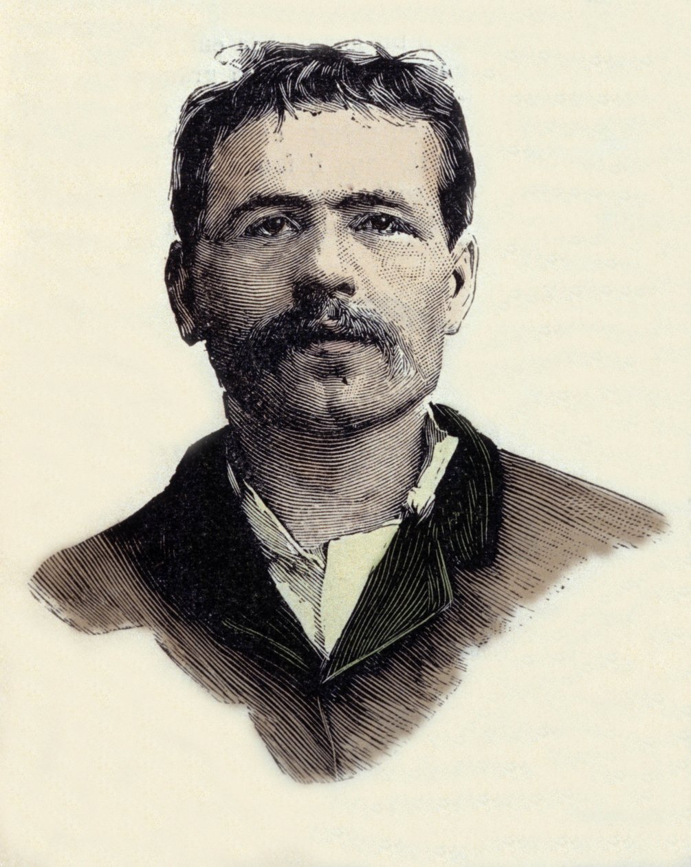 François Claudius Koenigsteinin (1859-1892), ranskalaisen anarkistisen terroristiaktivistin muotokuva. Kaiverrus 1800-luvulta tekijältä Unknown artist