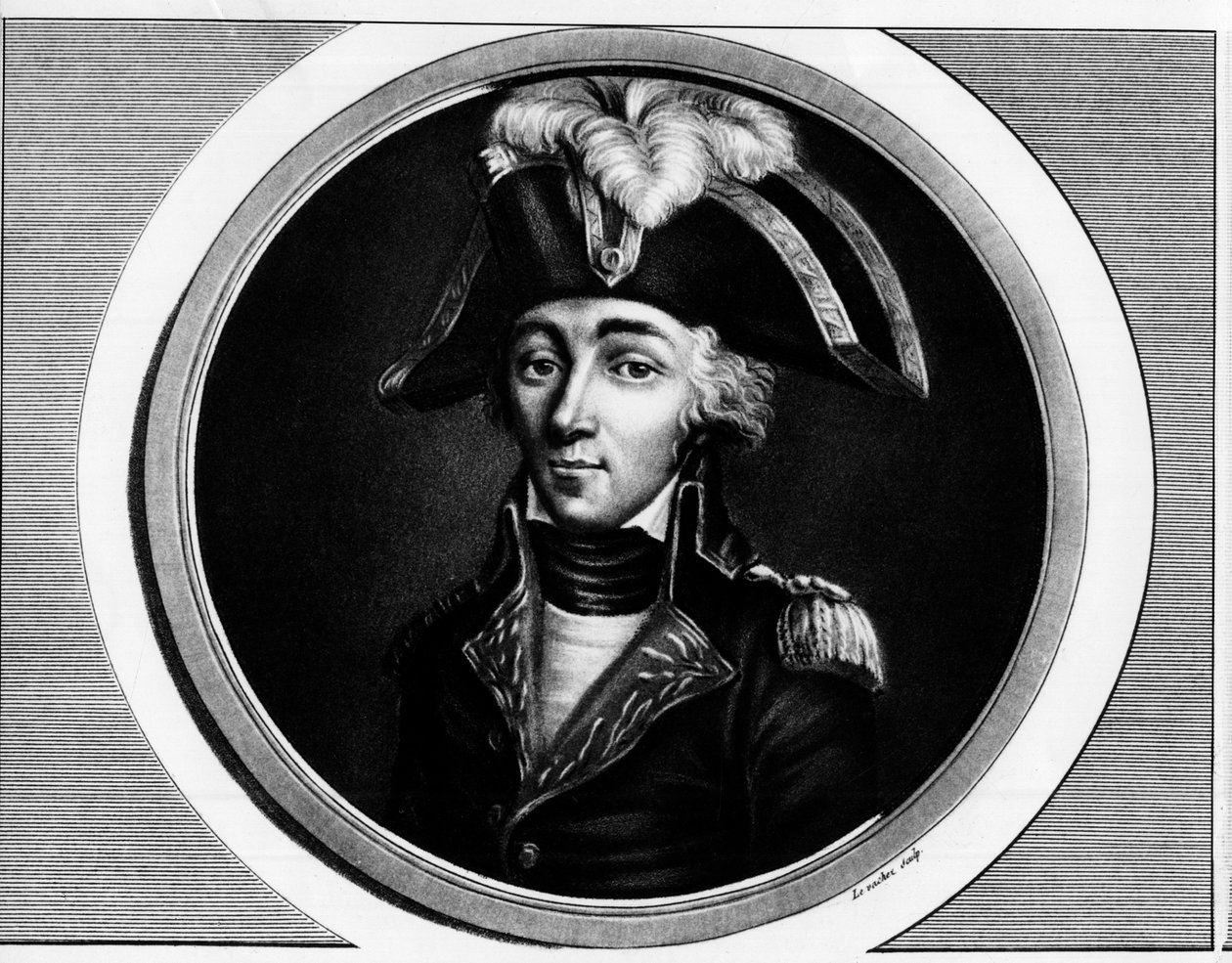 Ranskan vallankumouksellisen Francois Hanriotin (1761-1794) muotokuva - Kaiverrus ""Täydellinen kokoelma Ranskan vallankumouksen historiallisia maalauksia, kolmessa osassa"" 1804 tekijältä Unknown artist