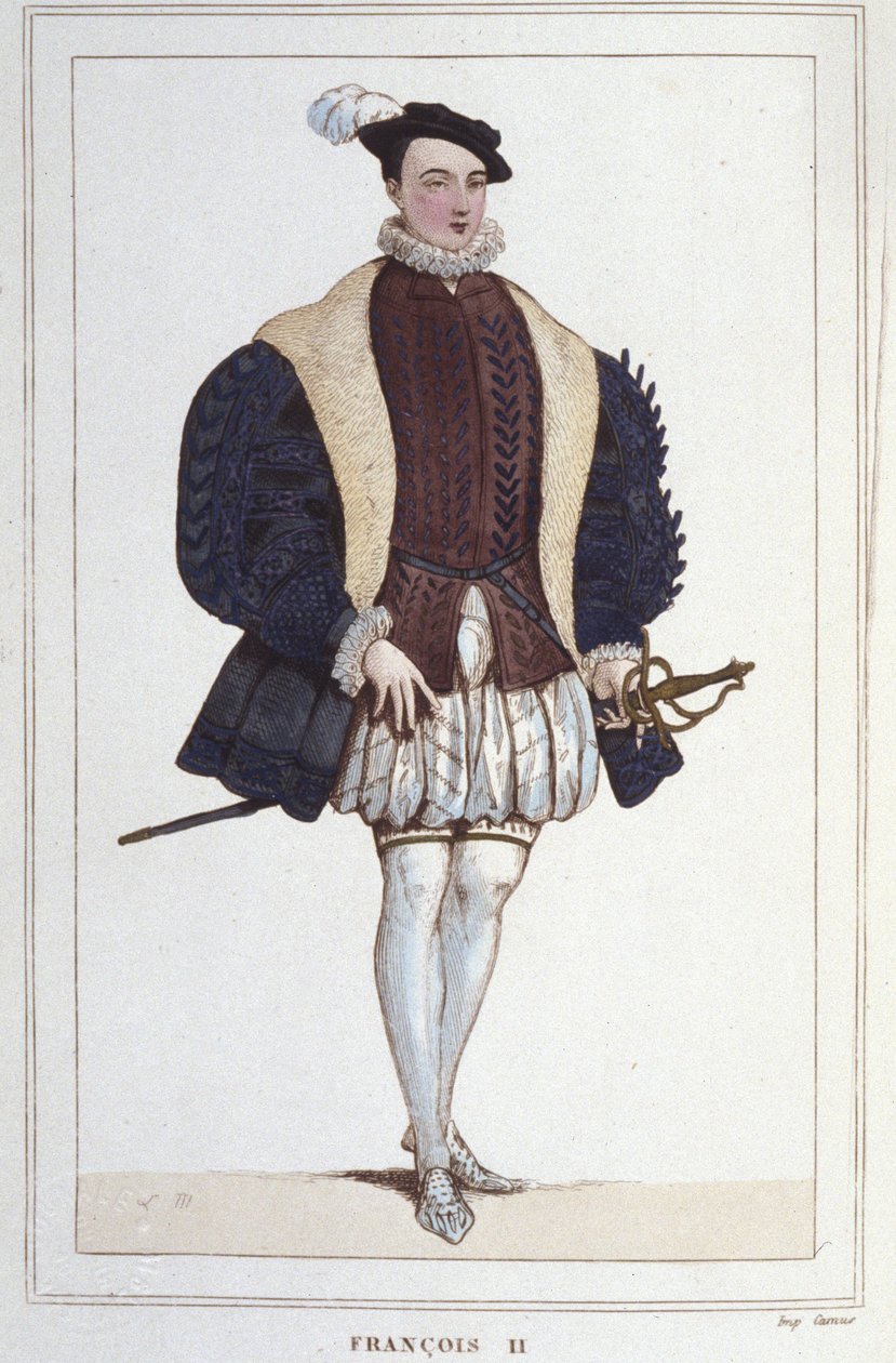 Muotokuva Francois II:sta (1544 - 1560), Ranskan kuningas, kaiverrus vuodelta 1830 tekijältä Unknown artist