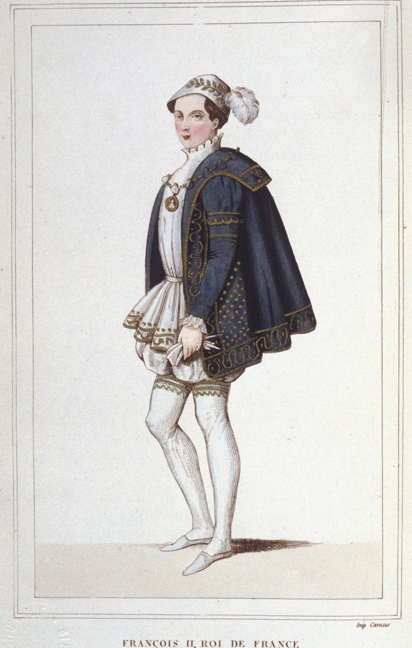 Muotokuva Francois II:sta (1544 - 1560), Ranskan kuningas, kaiverrus vuodelta 1830 tekijältä Unknown artist