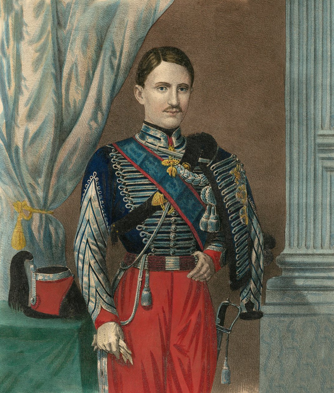 Kahden Sisilian kuninkaan (Francesco II delle Due Sicilie) (1836-1894) muotokuva ja kultavillaritarikunnan kaulakoru - Fransis II:n kahdesta sisiliasta (1836-1894), kuningaskunnan kuninkaan muotokuva kahdesta Sisiliasta tekijältä Unknown artist