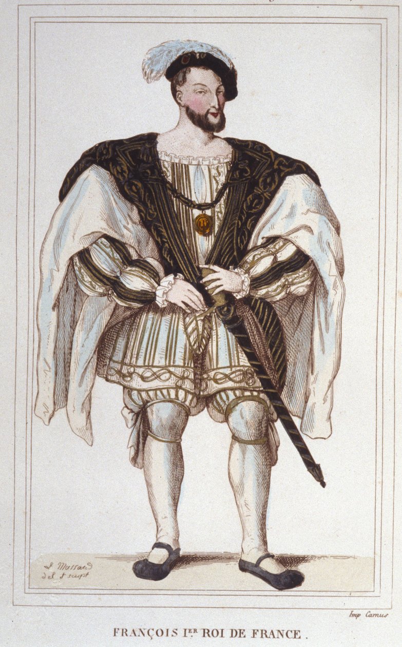 Francois I:n muotokuva (1494 - 1547) Kaiverrus vuodelta 1830 tekijältä Unknown artist