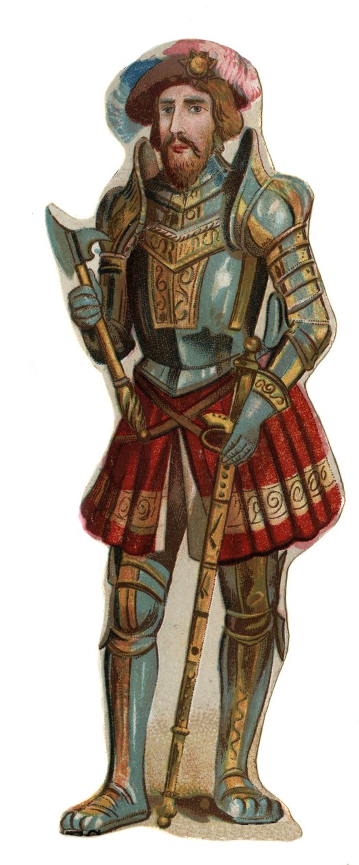 Ranskan kuninkaan Francois I:n (1494-1547) muotokuva. Kromolitografia, 1800-luvun loppu. tekijältä Unknown artist