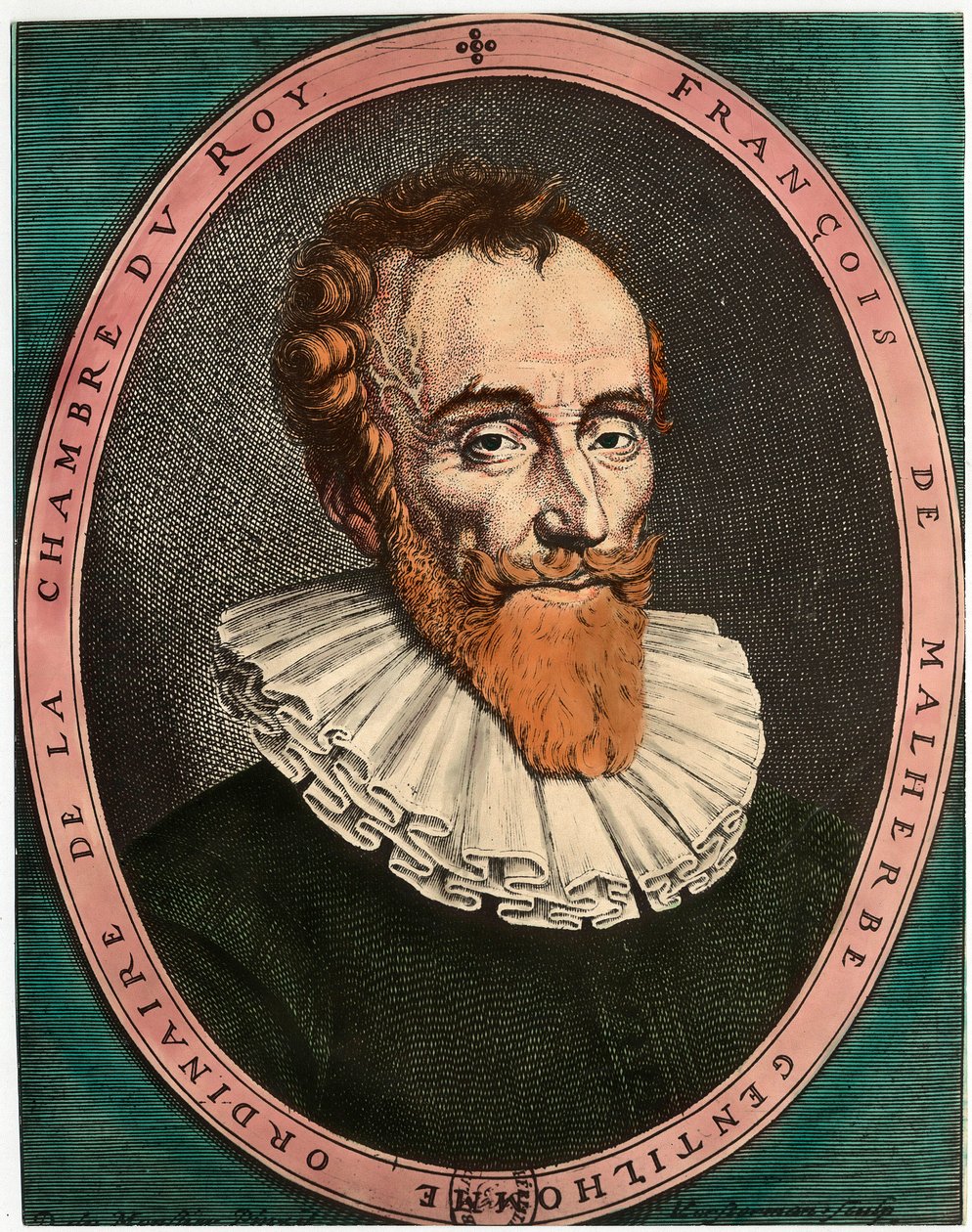 Francois de Malherben (1555 - 1628), ranskalaisen runoilijan muotokuva. Kaiverrus 1600-luvulta. Yksityinen kokoelma. tekijältä Unknown artist