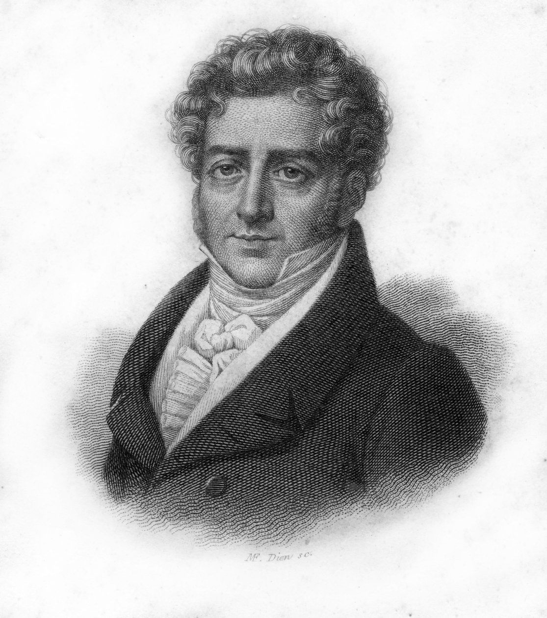 François Adrien Boieldieun (1775 - 1834), ranskalaisen säveltäjän muotokuva, kaiverrus 1800-luvulta tekijältä Unknown artist