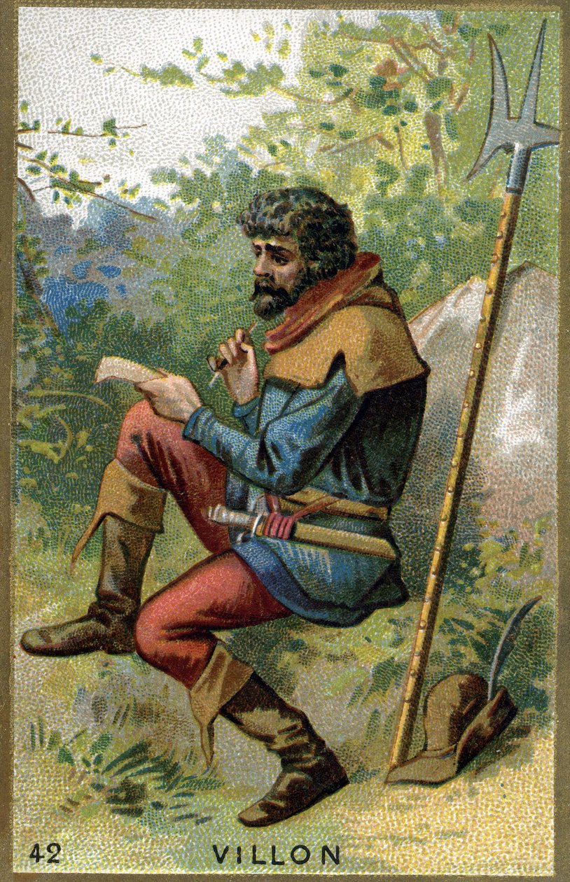 François Villonin (n. 1431 - 1463 jälkeen), ranskalaisen runoilijan muotokuva. 1800-luvun kromolitografia. tekijältä Unknown artist