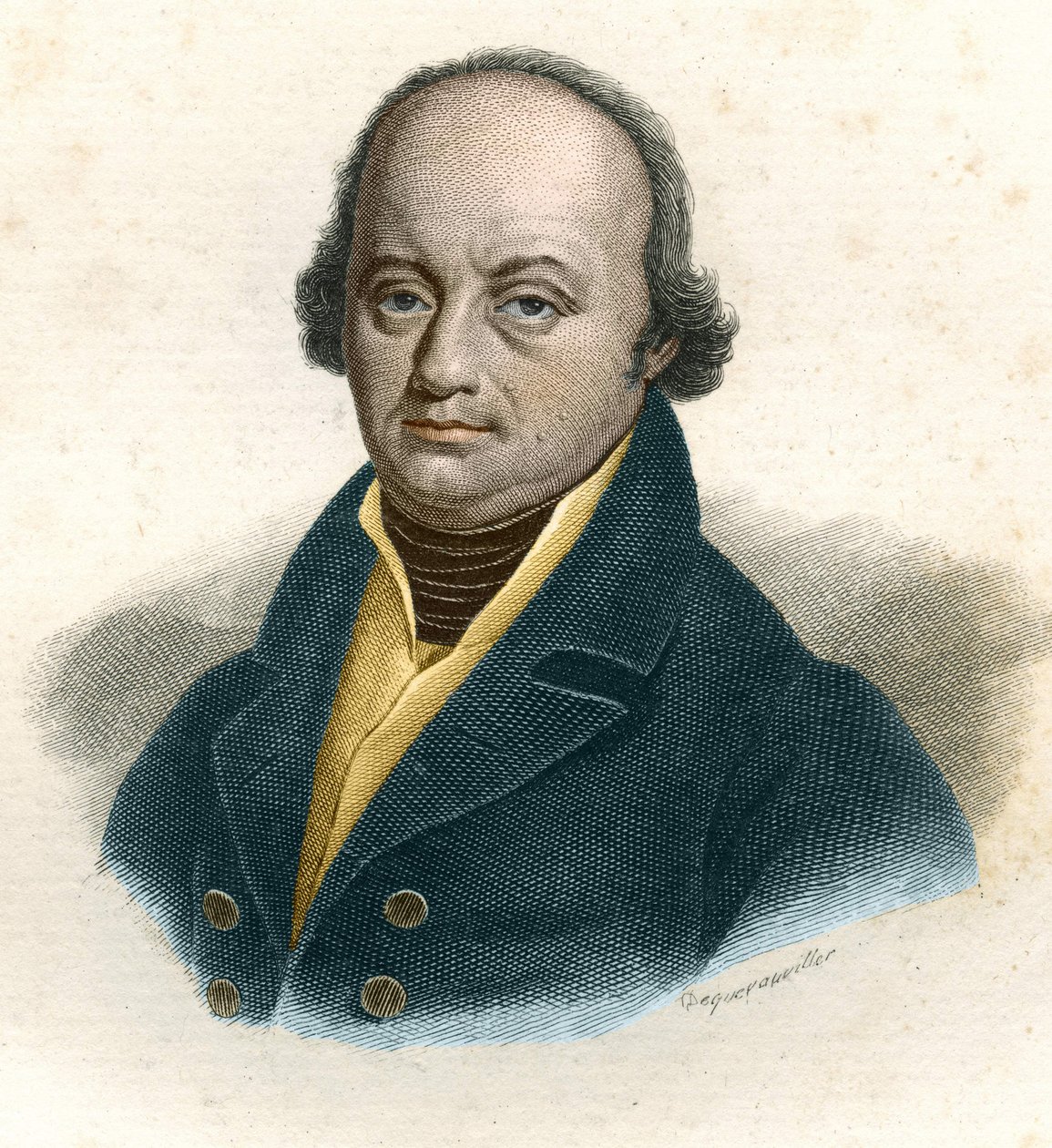 Franz-Joseph Gallin (Franz Joseph) (1758 - 1828), saksalaisen lääkärin muotokuva, kaiverrus 1800-luvulta tekijältä Unknown artist
