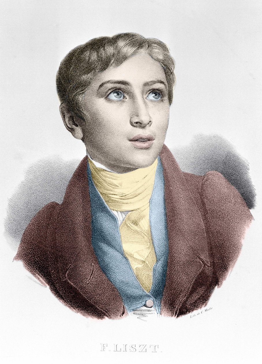 Franz Lisztin (1811-1886), unkarilaisen säveltäjän ja pianistin muotokuva. tekijältä Unknown artist