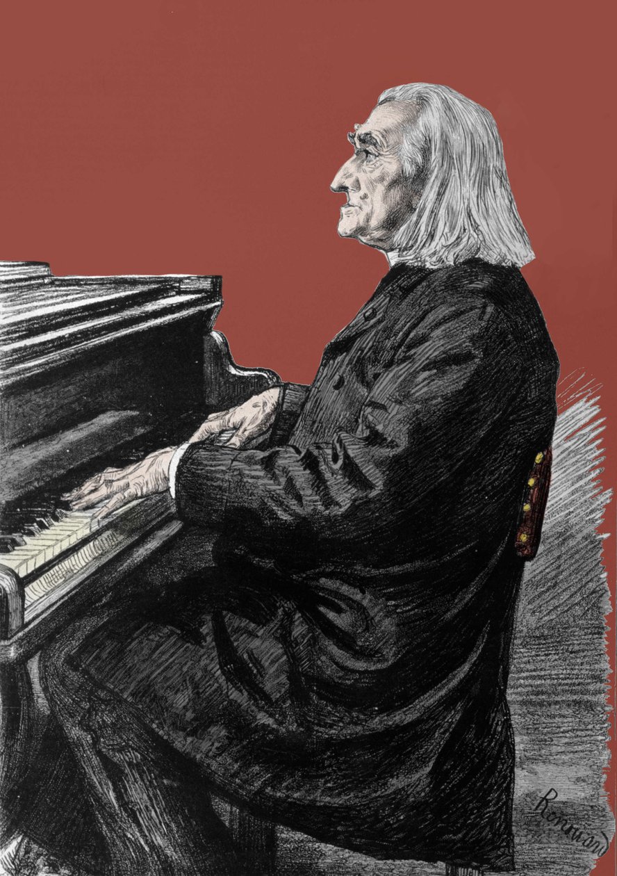 Franz Lisztin (1811-1886), unkarilaisen pianosäveltäjän ja pianistin muotokuva. tekijältä Unknown artist
