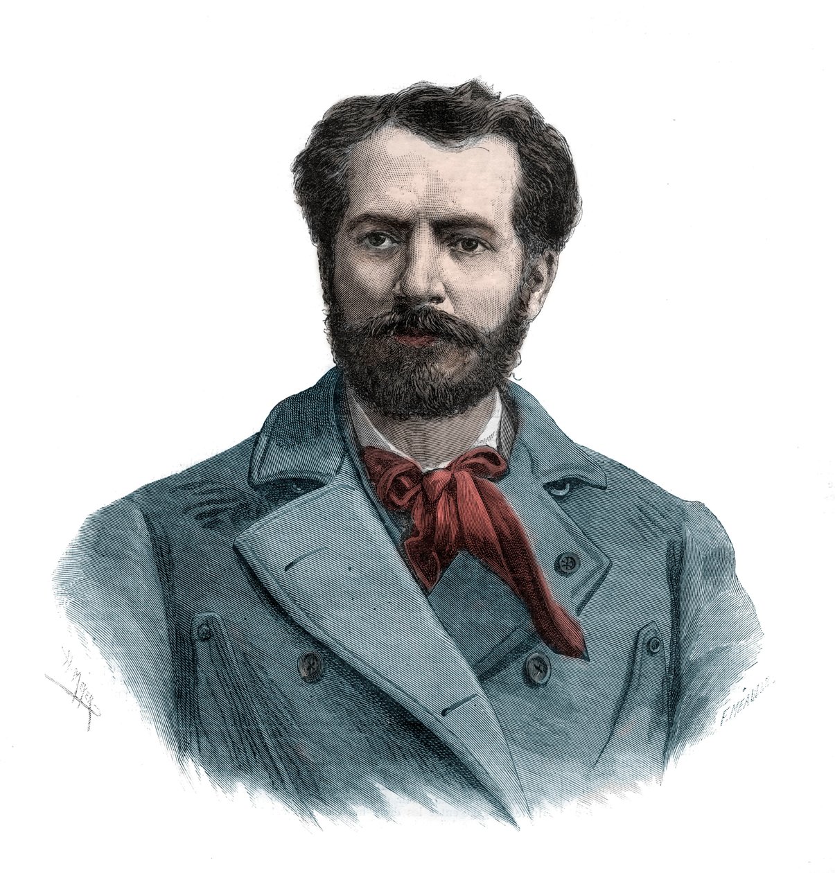Frederic Auguste Bartholdin (1834-1904), ranskalaisen kuvanveistäjän muotokuva - kaiverrus 1883 tekijältä Unknown artist